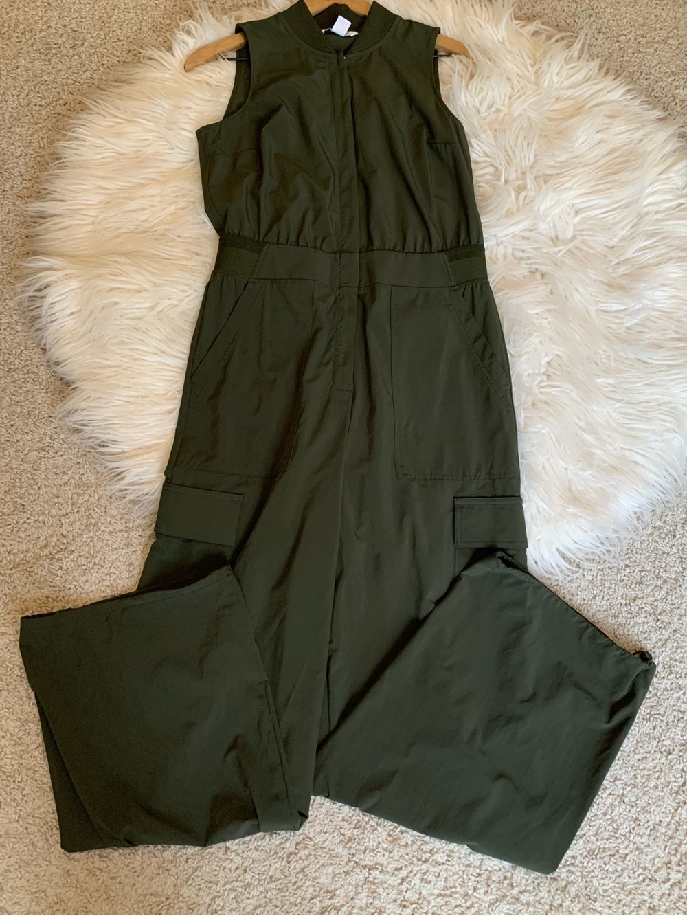 Athleta Brooklyn Utility Jumpsuit Olive Green Size 6 - Picture 4 of 11